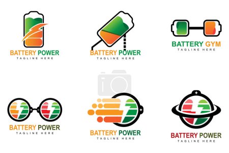 Illustration for Battery Logo Design, Technology Charging Illustration, Company Brand Vector - Royalty Free Image