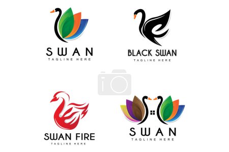 Ilustración de Logotipo del cisne, diseño de animales de aves, logotipo del pato, vector de etiqueta de marca de producto - Imagen libre de derechos