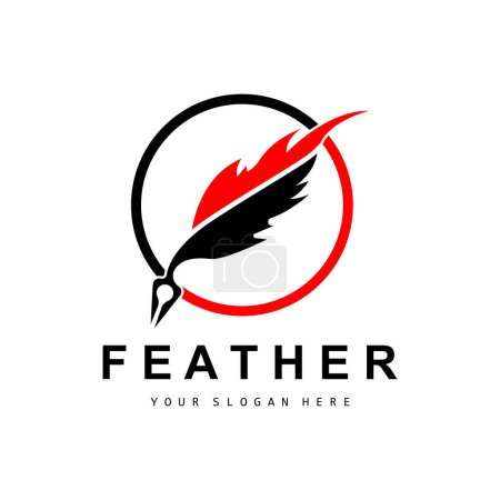 Téléchargez les illustrations : Logo de plume, conception d'aile animale, modèle d'icône vectorielle simple - en licence libre de droit