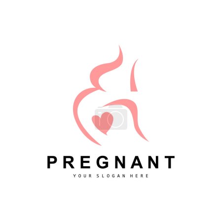 Illustration for Pregnant Logo, Pregnant Mother Care Design, Vector Beauty Pregnant Mom and Baby, Icon Template Illustration - Royalty Free Image