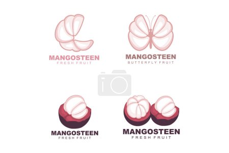 Illustration for Mangosteen Logo, Mangosteen Flesh Illustration, Vitamin Rich Fruit Queen, Fruit Logo Vector Label Template Design - Royalty Free Image