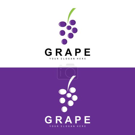 Ilustración de Grape Fruit Logo, Circle Style Fruit Design, Grape Farm Vector, Wine Drink, Nature Icon, Illustration Template - Imagen libre de derechos