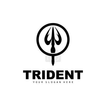 Logo Trident, Lance magique vectorielle de Poséidon Neptune, Triton King Design, Illustration de marque d'icône de modèle