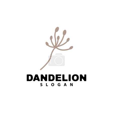Illustration for Dandelion Flower Vector, Flower Plant Illustration Icon, Dendelion Logo Simple Design - Royalty Free Image