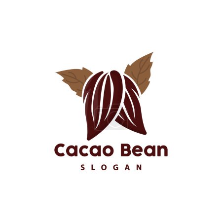Illustration for Vintage Cacao Logo, Cocoa Fruit Plant Logo, Chocolate Vector For Bakery, Abstract Line Art Chocolate Design - Royalty Free Image