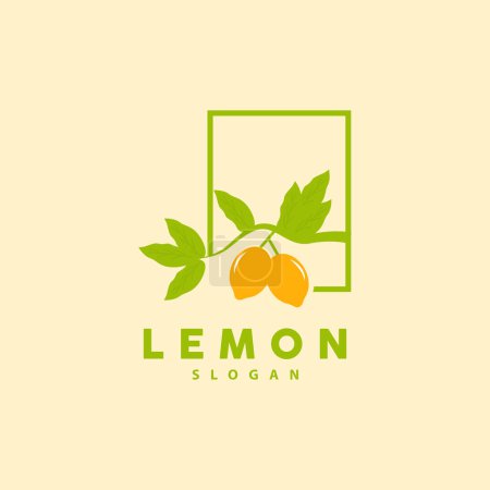 Lemon Logo, Luxuriöses elegantes minimalistisches Design, Zitronenfruchtvektor für Saft, Illustrationsvorlagen-Ikone