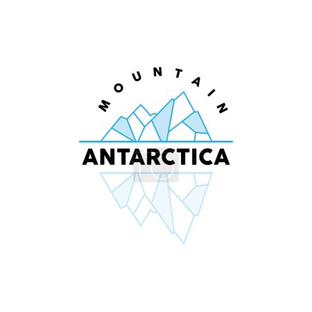 Ilustración de Logo de Iceberg, Vector de montañas antárticas en color azul hielo, Diseño de la naturaleza, Icono de plantilla de ilustración de marca de producto - Imagen libre de derechos