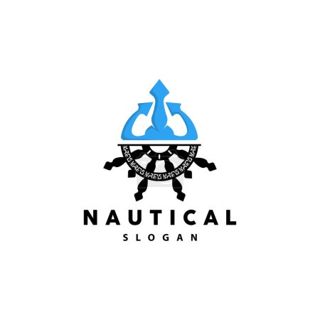 Illustration for Ship Steering Logo, Steering Wheel Boat Ship Yacht Compass Vector, Elegant Simple Minimalist Design Ocean, Sailing - Royalty Free Image