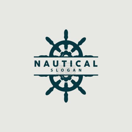 Illustration for Ship Steering Logo, Steering Wheel Boat Ship Yacht Compass Vector, Elegant Simple Minimalist Design Ocean, Sailing - Royalty Free Image