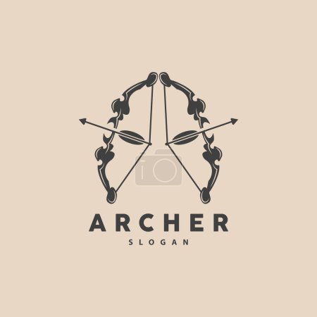 Téléchargez les illustrations : Logo Archer, vecteur de flèche de tir à l'arc, design minimaliste simple élégant, modèle d'illustration de symbole d'icône - en licence libre de droit