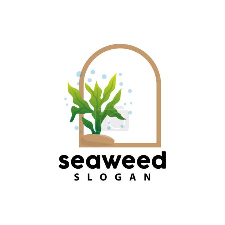 Illustration for Seaweed Logo, Underwater Plant Vector, Simple Leaf Design, Illustration Template Symbol Icon - Royalty Free Image