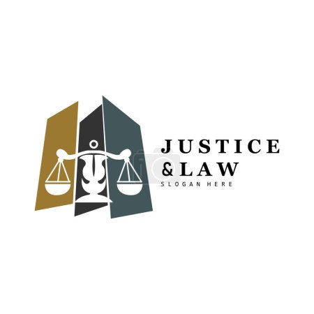 Illustration for Justice Logo, Retro Vintage Theme Design, Law Vector, Law Firm, Scales Illustration Symbol Icon - Royalty Free Image