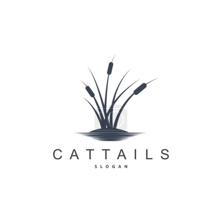 Illustration for Creeks And Cattails River Logo, Grass Design Simple Minimalist Illustration Vector Template - Royalty Free Image