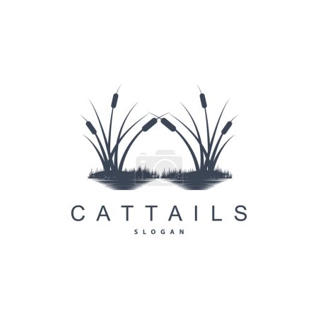 Illustration for Creeks And Cattails River Logo, Grass Design Simple Minimalist Illustration Vector Template - Royalty Free Image