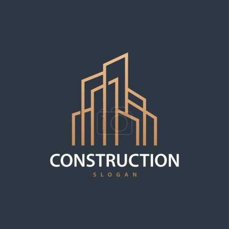 Téléchargez les illustrations : Immobilier Immobilier Appartement Construction Logo, élégant design vectoriel de monogramme rustique premium - en licence libre de droit