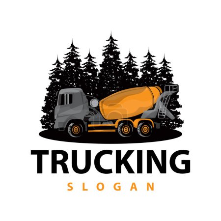 Téléchargez les illustrations : Modèle d'illustration vectorielle de conception de transport de camion d'exploitation de véhicule lourd logo camion - en licence libre de droit