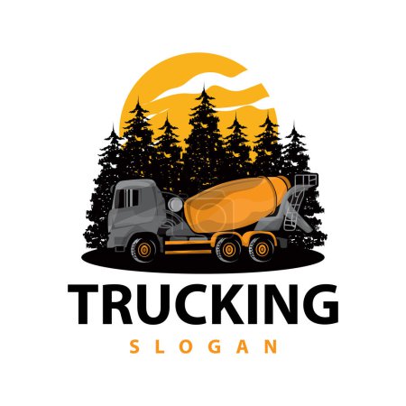 Téléchargez les illustrations : Modèle d'illustration vectorielle de conception de transport de camion d'exploitation de véhicule lourd logo camion - en licence libre de droit
