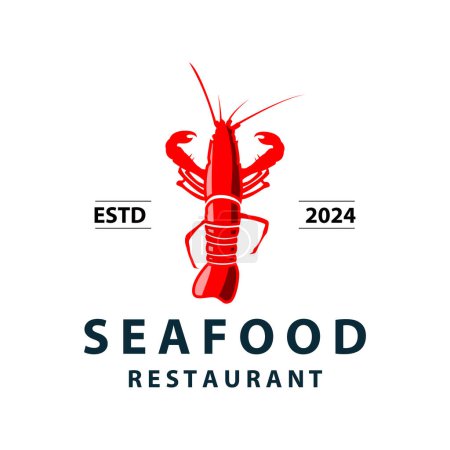 Illustration for Sea animal lobster logo design vector minimalist vintage retro simple template brand of marine aquaculture and food product - Royalty Free Image