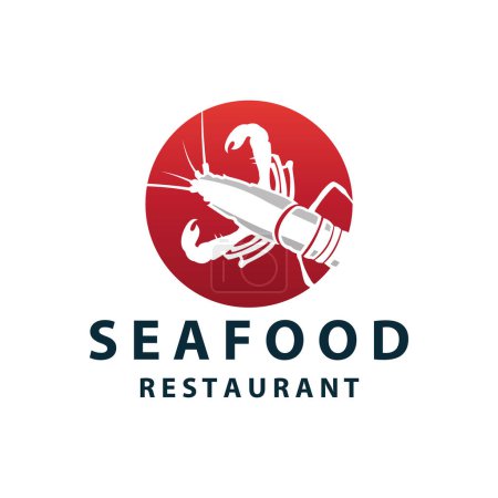 Diseño del logotipo de langosta animal de mar vector minimalista vintage plantilla simple marca de acuicultura marina y productos alimenticios