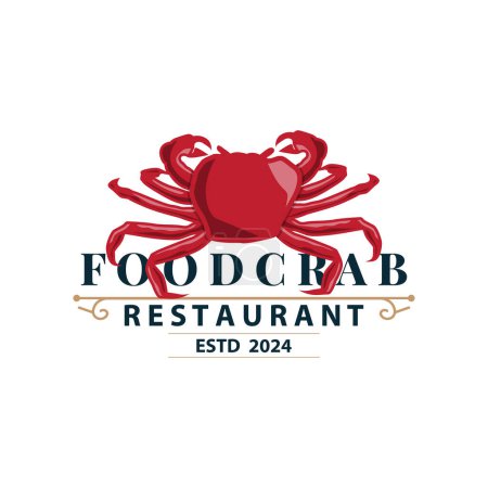 Diseño simple logo cangrejo vector retro vintage mariscos restaurante cangrejo de mar plantilla de cría