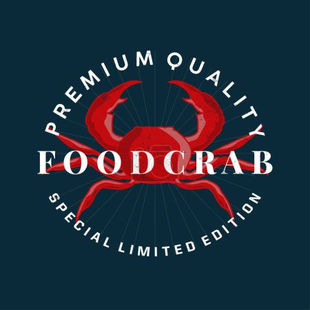 Illustration for Simple crab logo design vector retro vintage seafood restaurant sea crab farming template - Royalty Free Image
