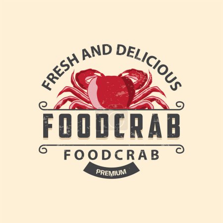 Simple crab logo design vector retro vintage seafood restaurant sea crab farming template