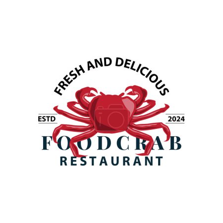 Einfache Krabben Logo Design Vektor Retro Vintage Meeresfrüchte Restaurant Meereskrabben Landwirtschaft Vorlage