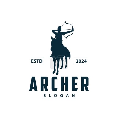 Illustration for Archer logo vector silhouette warrior archery simple design bow and arrow template illustration - Royalty Free Image