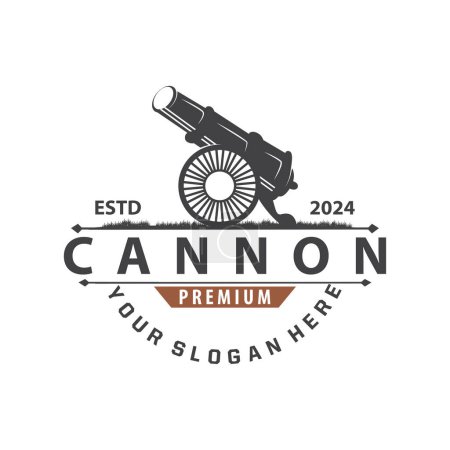 Cannon Logo, Elegant Simple Design Retro Vintage Style, War Artillery Vector, Illustration Symbol Icon