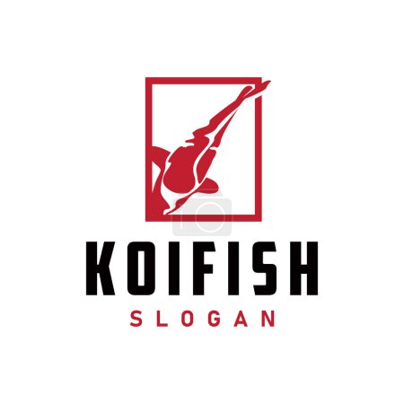 Koi Fish Logo Design, Ornamental Fish Vector, Aquarium Ornament Illustration Brand product
