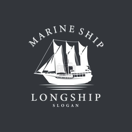 vintage navire de guerre viking logo traditionnel océan voilier silhouette design