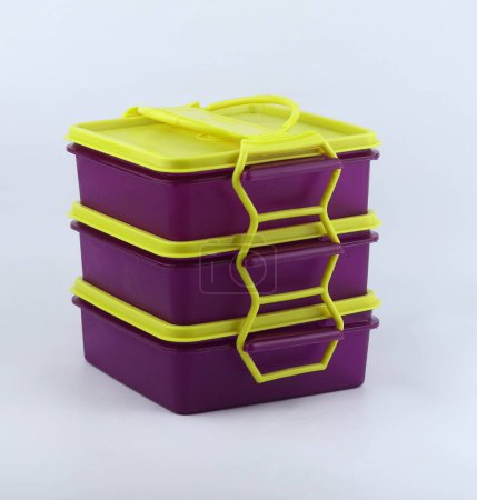 Photo for Plastic lunch box isolated on a white background - Royalty Free Image