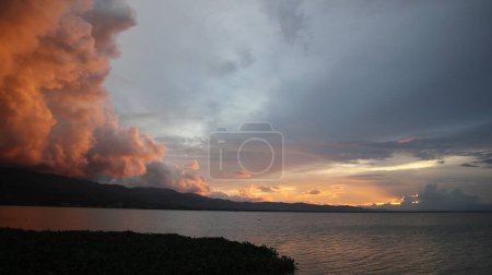 Photo for Golden clouds in the evening day with sunsets - Royalty Free Image