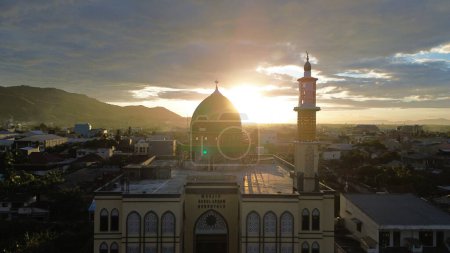 Photo for Aerial view of the Mosque in the city center at sunset - Royalty Free Image