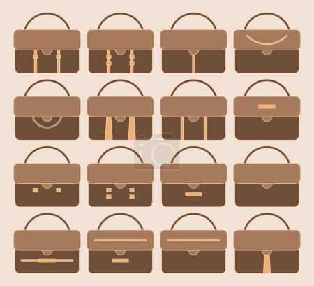 set of business briefcase illustration