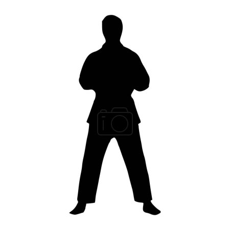 Ilustración Silueta de atleta Taekwondo. Silueta de arte marcial