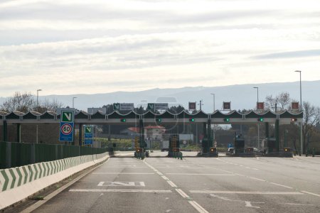 Image of section of the A4 motorway, transmontana motorway, Porto, Vila Real, Portugal. Section of tolls, fees.