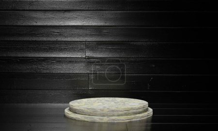Photo for 3d Podium Texture for product display With black background - Royalty Free Image