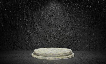 Photo for 3d Podium Texture for product display With black background - Royalty Free Image