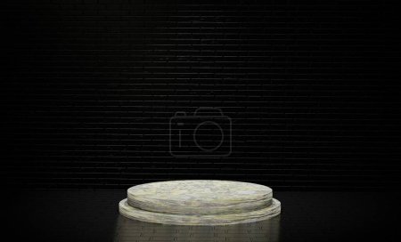 Photo for 3D Rendering Podium Black Texture Background - Royalty Free Image