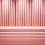 pink stage on curtain background 3d rendering