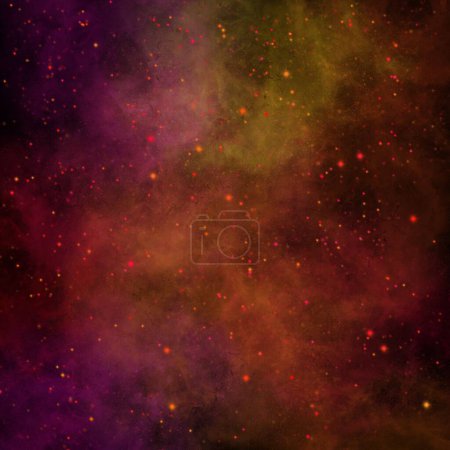 Red yellow nebula and stars background