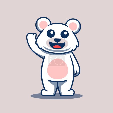 Illustration for Cute polar bear waving vector illustration. Vector illustration of animal mascot. - Royalty Free Image