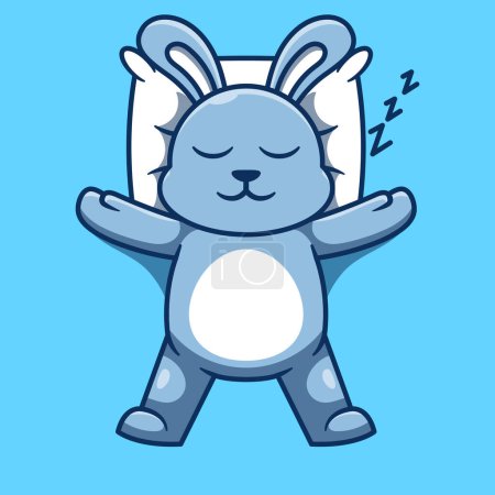 Téléchargez les illustrations : Mignon lapin personnage sommeil dessin animé vecteur illustration - en licence libre de droit