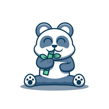 Illustration for Cute panda mascot eating bamboo vector illustration - Royalty Free Image