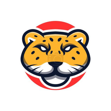 Téléchargez les illustrations : Mascotte logo léopard isolée sur fond blanc - en licence libre de droit