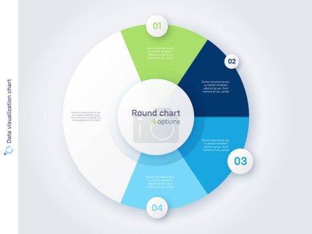 Vector round circle infographic chart template divided by four parts.