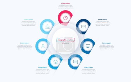 Illustration for Seven option circle infographic design template. Vector illustration. - Royalty Free Image