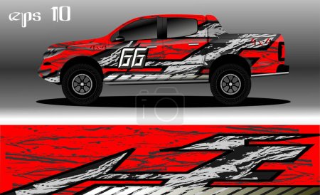 Ilustración de Diseño de fondo abstracto para envoltura de coche de camión 4x4, rally, furgoneta, SUV y otros coches - Imagen libre de derechos