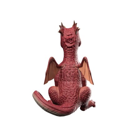 Téléchargez les photos : Bébé dragon rouge assis rendu 3D - en image libre de droit